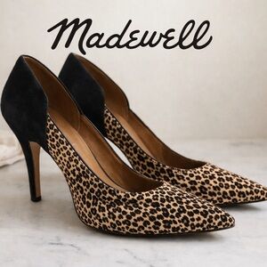 Madewell Maddie Leather
Speckled Calf Hair & Black Suede Heels 7.5